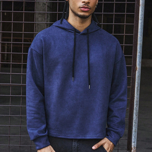 Sweat-shirts en coton écologiques pour hommes, mode durable, impression personnalisée de marque, prix d'usine, couleur bleue, unisexe, à capuche - Product Image 1