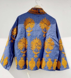 Chaqueta Blusón de Algodón Bordada a Mano con Diseño Floral para Mujer, Estilo Indio, con Cuello Alto de Terciopelo Suzani, Reversible, Transpirable, Lista para Otoño/Invierno - Product Image 3