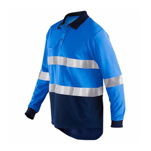 Polo de sécurité réfléchissant à manches longues en coton de haute qualité, vente en gros d'usine, vêtements de travail haute visibilité - Product Image 5