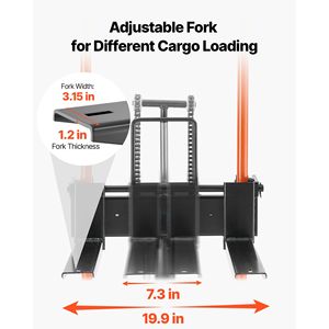 Sollevatore Idraulico per Materiali con Capacità di Carico di 450 Libbre, Carrello Elevatore con Verricello, Altezza Massima di Sollevamento 39,4 Pollici, Carrello per Pallet, Sollevatore per Costruzioni - Product Image 3