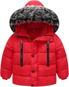 <b>Men's</b> Red Hooded Down <b>Coat</b> with Fur Trim <b>Winter</b> Puffer Jacket Waterproof Thick Zipper Pockets - Product Image 6