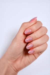 Uñas postizas iridiscentes brillantes con forma de almendra, nuevas, de fábrica OEM ODM, personalizadas, holográficas, rosas, a presión. - Product Image 3