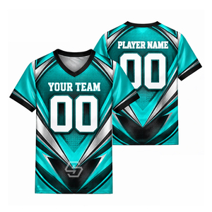 Camiseta de Fútbol Sublimada con Diseño Personalizado al por Mayor, Cuello en V, 100% Poliéster, Unisex para Adultos, Absorbe la Humedad, Logotipo Personalizado - Product Image 1