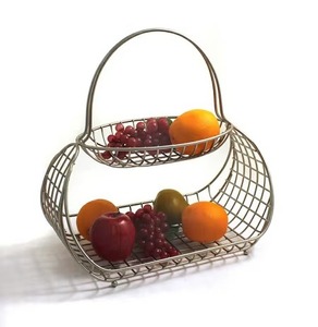 Metal Wire Fruit <b>Basket</b> Round Design for Tabletop <b>Display</b> Factory Direct from India Exporter of Kitchen Organizers in Bulk - Product Image 3