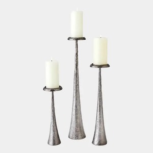 <b>Night</b> Edit Candle <b>Stand</b> Durable Home Decoration Metal Candle Holder Tall Textured Base White Candle Included - Product Image 3