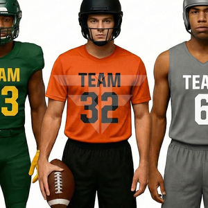 Ensemble de maillots de football américain USA imprimés, 100 % polyester, tissu mesh premium, coupe unisexe adulte, manches courtes, séchage rapide, personnalisable - Product Image 3