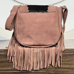 Bolso Bandolera de Gran Capacidad de Cuero de Vaca con Pelo y Flecos, Estilo Western, Diseño de Concha, para Mujer - Product Image 5