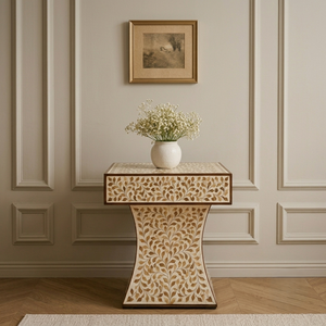Nouvelle Arrivée Table de Chevet en Résine et Bois Incrusté, Table d'Appoint Luxueuse, Table Latérale Tendance, Meuble de Décoration Intérieure en Bois Naturel Incrusté - Product Image 4