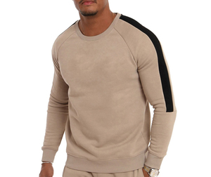 Sweat-shirt à col rond pour homme, manches raglan, couleur unie, tricot en coton, pull décontracté, vêtements d'automne, coupe classique - Product Image 1