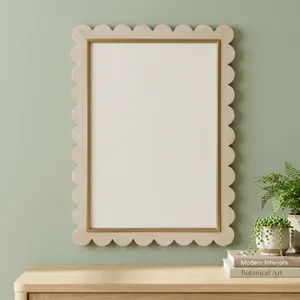 Scalloped Wooden Framed <b>Wall</b> <b>Mirror</b> Handcrafted Decorative Vanity <b>Mirror</b> Modern Bathroom Bedroom Entryway Accent Home Decor - Product Image 4