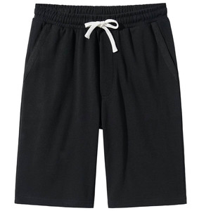 Shorts Bermuda en Coton Noir pour Homme avec Cordon de Serrage à la Taille et Poches, Logo Avant, Séchage Rapide, Respirant, Coupe Décontractée Taille Moyenne - Product Image 2