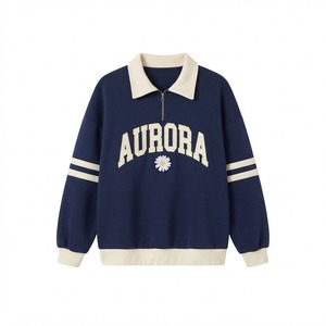 เสื้อสเวตเชิ้ตผ้าฟลีซพิมพ์ลายตัวอักษรสีน้ำตาลสำหรับผู้หญิง คอปกพับ แขนยาว ตกแต่งโบว์ สวมใส่สบายในฤดูหนาว - Product Image 2