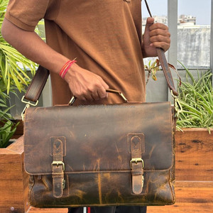 Bolsos de hombro laterales de cuero genuino de grano completo duraderos personalizados al por mayor del fabricante, bolsos cruzados, bolsos de mensajero de lujo para hombres - Product Image 4