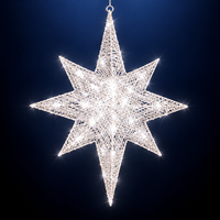 Ornement étoile à huit branches tissé avec paillettes, éclairage LED lumineux et boucle de suspension pour décoration de fenêtre, arbre et fêtes