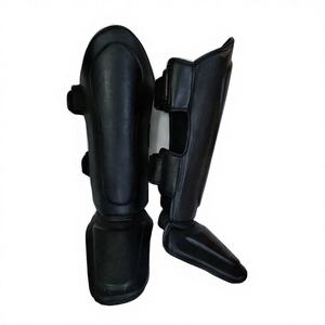 Protège-tibias de boxe en PU bleu avec fermeture auto-agrippante, équipement de protection élastique pour adultes unisexe, couleur unie, design léger - Product Image 3