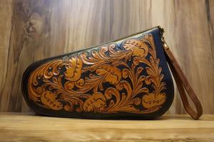 Western Hand Tooled <b>Gun</b> Covers Leather Comfortable Carry Holsters for Security Hold Western Concealed Carry Clip Holster <b>Cases</b> - Product Image 2