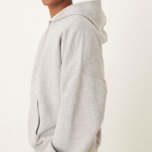 High Quality Men's Heavyweight Cotton Brushed French Terry Zip Hoodie Wholesale Embroidered Plain Zipper Hoodies - Product Image 4