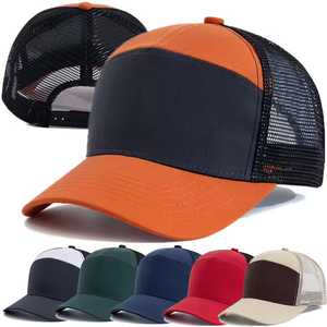Orange and <b>Navy</b> <b>Blue</b> Trucker <b>Cap</b> Breathable Mesh Adjustable Fit Unisex Casual Outdoor Hat Spring Summer Style - Product Image 5