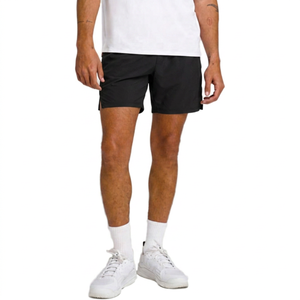 Shorts Bermuda en Tissu Oxford Bleu Marine Uni pour Homme, Taille Élastique, Style Décontracté, Taille Mi-Haute, Respirant, Tissé - Product Image 5