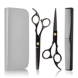 Ensemble de ciseaux à cheveux en acier inoxydable personnalisés avec ciseaux à effiler et étui noir pour salon de coiffure - Product Image 3