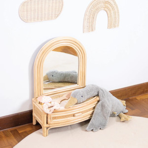 Juego de tocador infantil con cajones, herramientas de maquillaje de ratán para niñas, juguetes de belleza. - Product Image 4