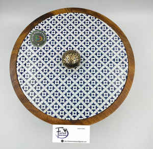 Cuenco para servir de madera tejido con patrón africano ecológico Cuenco redondo grande de grado alimenticio con tapa Tamaño extra grande y tallado por FWE - Product Image 4