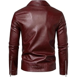 Veste en cuir de qualité supérieure pour homme, veste en simili/cuir de vache tendance, veste bomber de moto pour l'hiver pour homme - Product Image 3