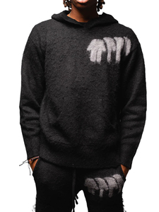 Sudadera con Capucha de Mohair Personalizada, Sudadera de Mohair Tejida Extra Grande, Sudaderas de Invierno Cálidas con Diseño de Malla de Crochet, Sudaderas con Capucha de Mohair para Hombre y Mujer - Product Image 2