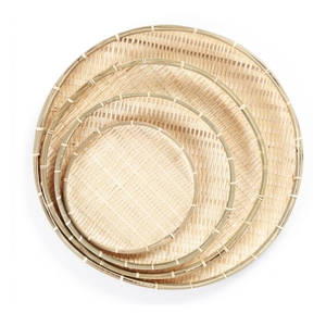 Plateau rustique en rotin tressé, plateau de service en bois pour décoration intérieure vintage, style antique, rangement de cuisine, unité de rangement domestique - Product Image 2