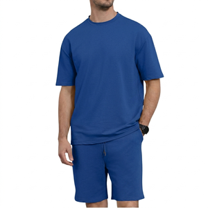 Conjuntos de Verano para Hombre, Camiseta de Manga Corta de Algodón y Pantalones Cortos, Conjunto de Dos Piezas para Hombre, Estilo Urbano Holgado y Transpirable - Product Image 6