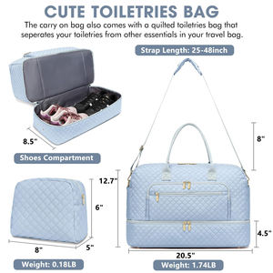 กระเป๋าเดินทางแบบมีซิป ขยายได้ ผลิตจากไนลอน ขนาดใหญ่ จุของได้เยอะ ใช้ได้ทั้งเดินทางช่วงสุดสัปดาห์และค้างคืน พร้อมกระเป๋าใส่ของใช้ส่วนตัว สำหรับโรงพยาบาลหรือฟิตเนส - Product Image 3