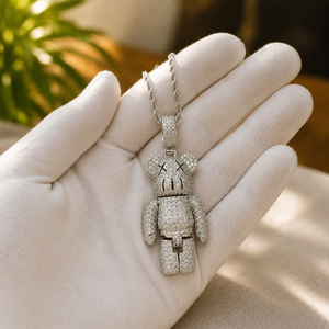 Sterling Silver <b>Iced</b> <b>Out</b> Bear Pendant Necklace Moissanite Micro Insert Rope <b>Chain</b> Hip Hop Unisex Jewelry Gift - Product Image 6