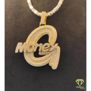 Custom Crown "G MONEY " Pendant <b>Iced</b> <b>Out</b> Lab Grown Diamond Hip Hop Necklace Luxury Bling <b>Chain</b> - Product Image 2
