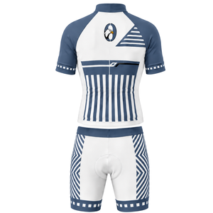 Ensemble maillot et short de cyclisme bleu ardoise et blanc, manches courtes, fermeture éclair intégrale, respirant, rembourré, pour la course à vélo, l'entraînement et les performances sportives - Product Image 2