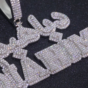 Pendentif de nom en argent 925 avec calligraphie arabe en moissanite pour homme, collier de luxe personnalisé avec lettres, style hip-hop, cadeau M - Product Image 5