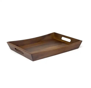 Plateau de service rectangulaire simple en bois d'acacia, vaisselle décorative pour la maison, plateau de service alimentaire en bois poli - Product Image 1