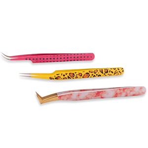 Pince à épiler d'extension de cils couleur en gros fabriqué à la main populaire utile faux applicateur pince à épiler pointe pointue - Product Image 1