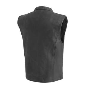 Chaleco de Cuero Genuino Negro de Alta Calidad para Motociclistas, Diseño Elegante con Cierre Frontal y Acabado Impecable - Product Image 5