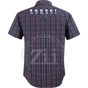 Camisa ignífuga de franela de hilo teñido de alto gramaje, a cuadros marrón y blanco, con broches de perla, resistente al fuego - Product Image 2