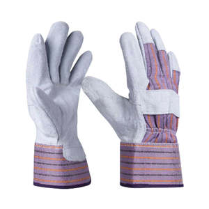 Guantes de Trabajo Industriales de Cuero Vacuno de Primera Calidad, Resistentes, con Protección de Goma y Diseño de Franjas - Product Image 5