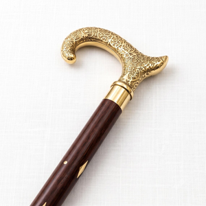 Bastón de Madera Hecho a Mano, Estilo Derby, con Mango de Metal Tallado Ornamentado, Bastón Clásico Vintage, Elegante - Product Image 4