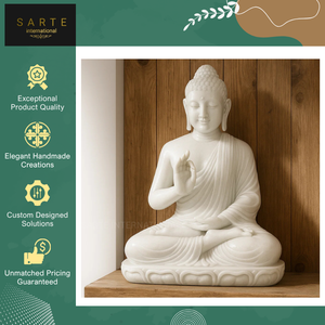 Estatua de Buda de Mármol Blanco de Lujo, Tallada a Mano, de Alta Calidad, Pulida a Mano, para Sala de Estar/Dormitorio/Templo, Decoración Espiritual - Product Image 4
