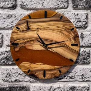 Custom Epoxy Resin Wooden Wall <b>Clock</b> Needle Mechanical Movement <b>Battery</b> Powered-Stylish Hotel Living Room Decor Vintage Design - Product Image 5