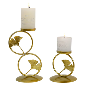 <b>Retro</b> Gold Iron Brass Copper Ginkgo Leaf Candle Stand Handmade Ring Candlestick Romantic Wedding Props Elegant Home <b>Decor</b> Gift - Product Image 2