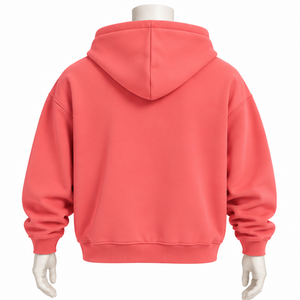 Coral Mens <b>Zip</b> Up <b>Hoodie</b> Heavyweight Cotton Fleece Chenille Letter Applique Oversized Streetwear Sweatshirt with Front <b>Pockets</b> - Product Image 2