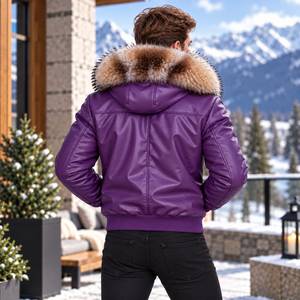 เสื้อแจ็คเก็ตหนังบอมเบอร์สำหรับผู้ชาย Giacca Pelle Uomo |   เสื้อแจ็คเก็ตหนังสไตล์นักขี่มอเตอร์ไซค์ |   เสื้อแจ็คเก็ตหนังสำหรับขี่มอเตอร์ไซค์ผู้ชาย |   เสื้อแจ็คเก็ตหนังผู้ชายแบบมีฮู้ด - Product Image 2