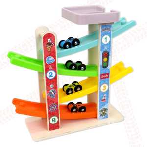 Wudly-Rampe de voiture en bois à 4 niveaux, jouet éducatif pour la motricité fine, coordination œil-main, jeu imaginatif - Product Image 5