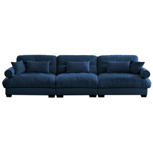 Modern 3-Seat Extra Large Velvet <b>Sofa</b> Oversize Cloud-Like Comfort with Waist Pillows & <b>Support</b> for Living Room - Product Image 6