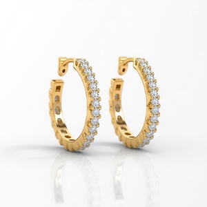 Premium 10K Solid Gold Eternity Hoop <b>Earrings</b> with Lab Grown Diamonds Luxury <b>Fine</b> Jewelry for Women OEM Manufacturing - Product Image 4