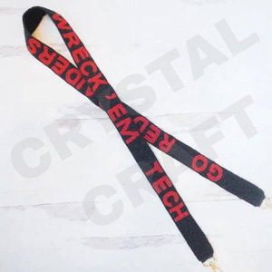 Correa de bolso de cuentas hecha a mano de lujo CRYSTAL CRAFT, personalizada con bordado para el Día de Juego Universitario de Fútbol Americano, ajustable - Product Image 3